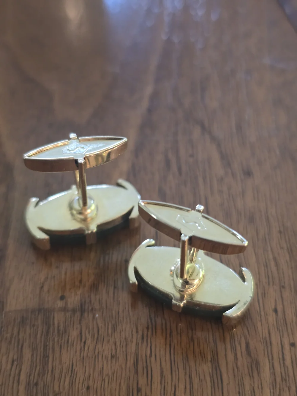Gold-Tone Swank Green Oval Stone Cufflinks for Men